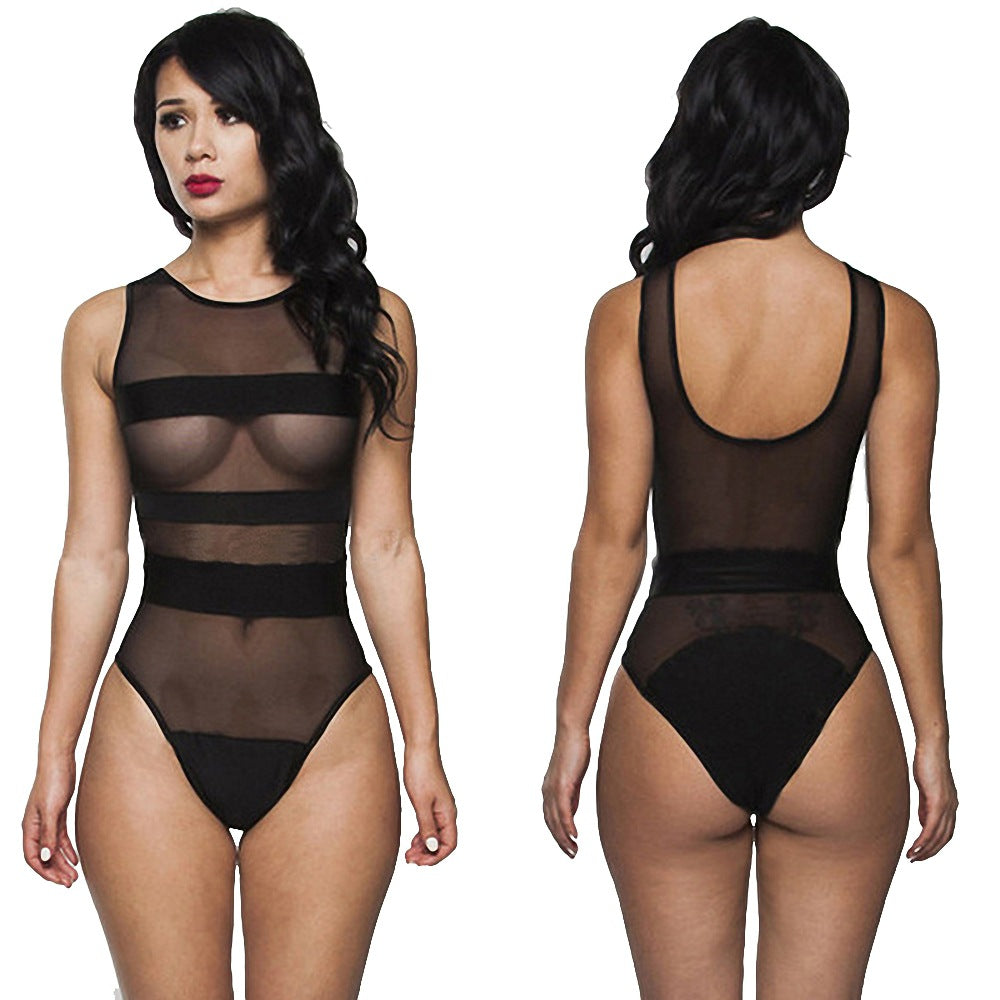 Illusion-Panel High-Cut One-Piece Swimsuit