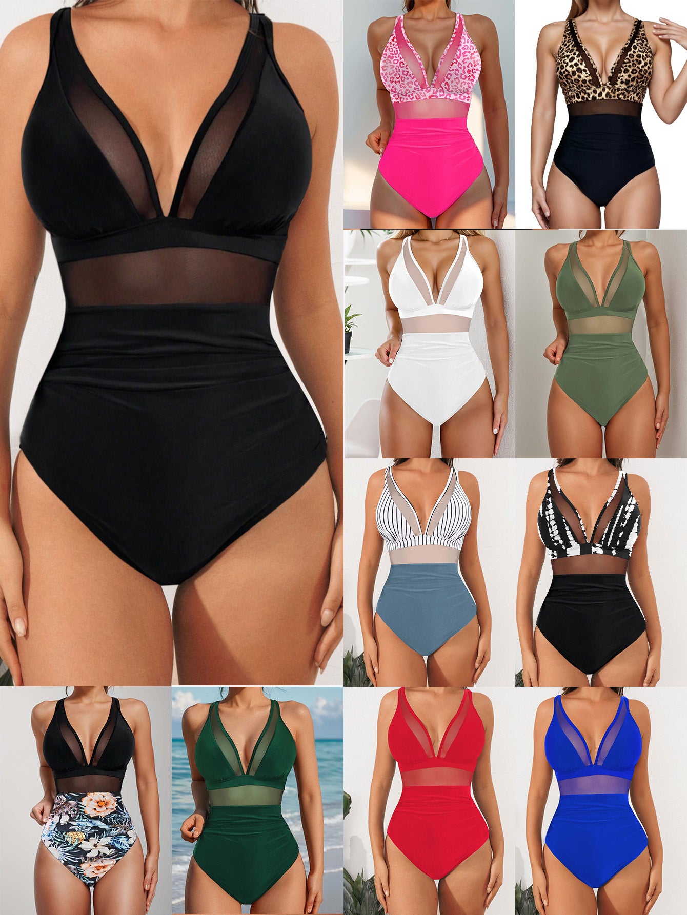 Lila Zen Plunge Mesh Tummy Control One-Piece Swimsuit
