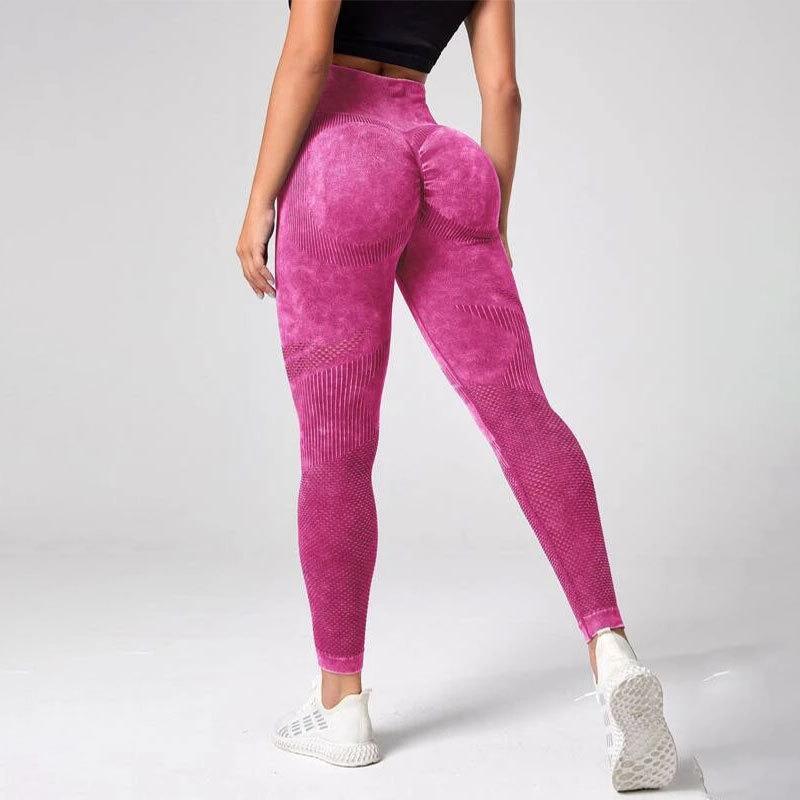 Seamless ribbed high-waisted shaping yoga pants