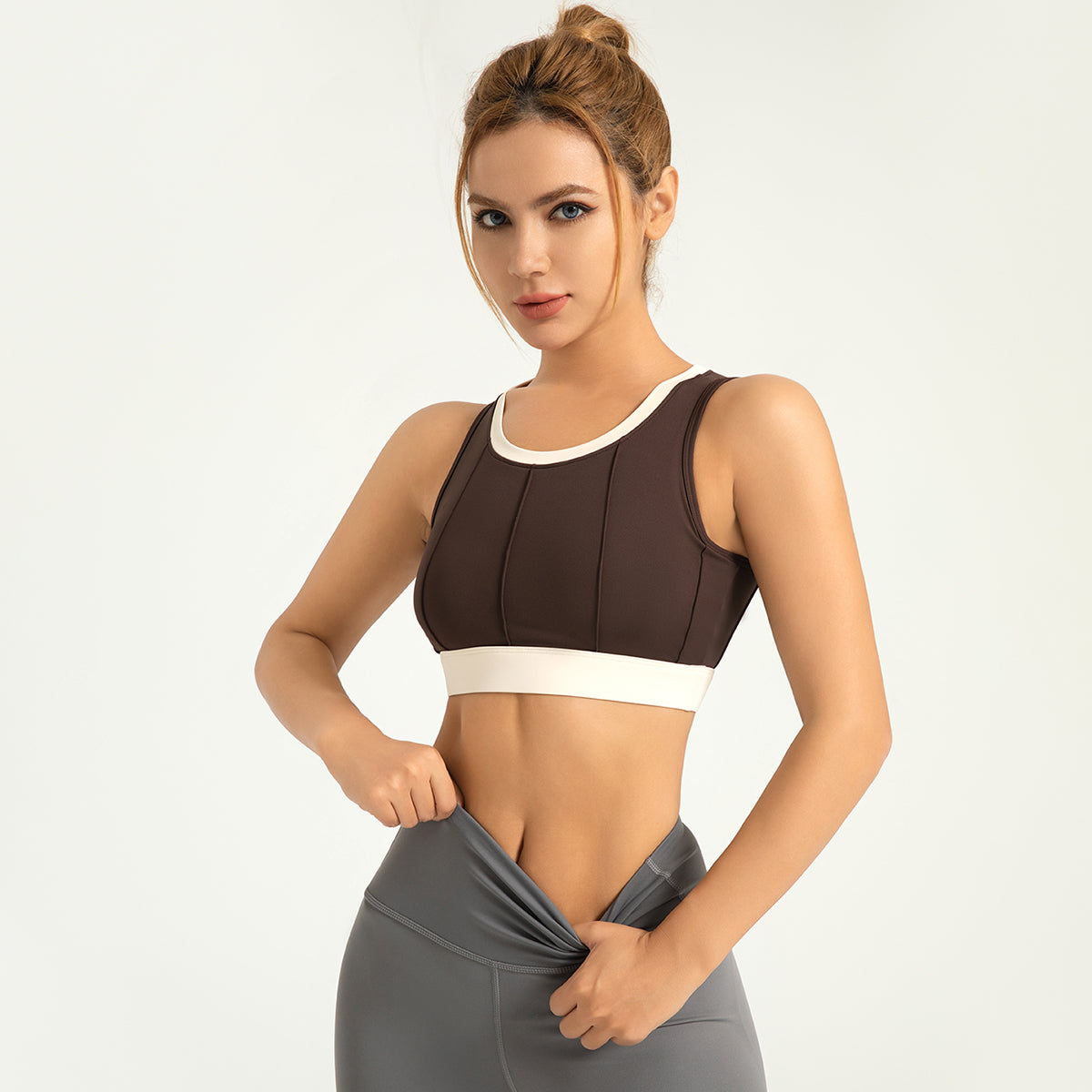 Lila Zen Vertical striped color-block yoga bra