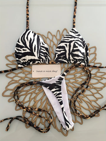 Zebra & Leopard Underwire Wrap Bikini Set