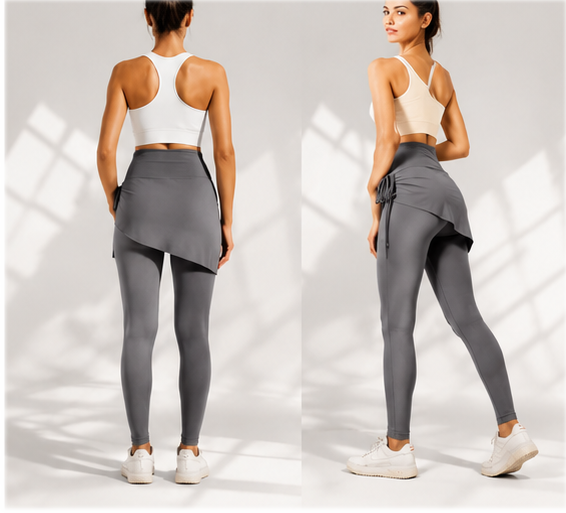 Lila Zen Women's Irregular Drawstring Pleated Yoga Skirt Pants
