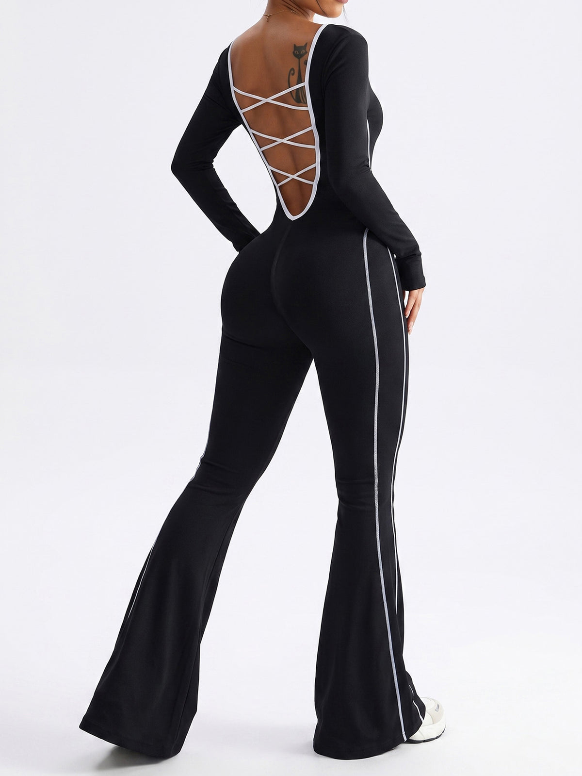 Seamless Crisscross-Back Flare Yoga Jumpsuit