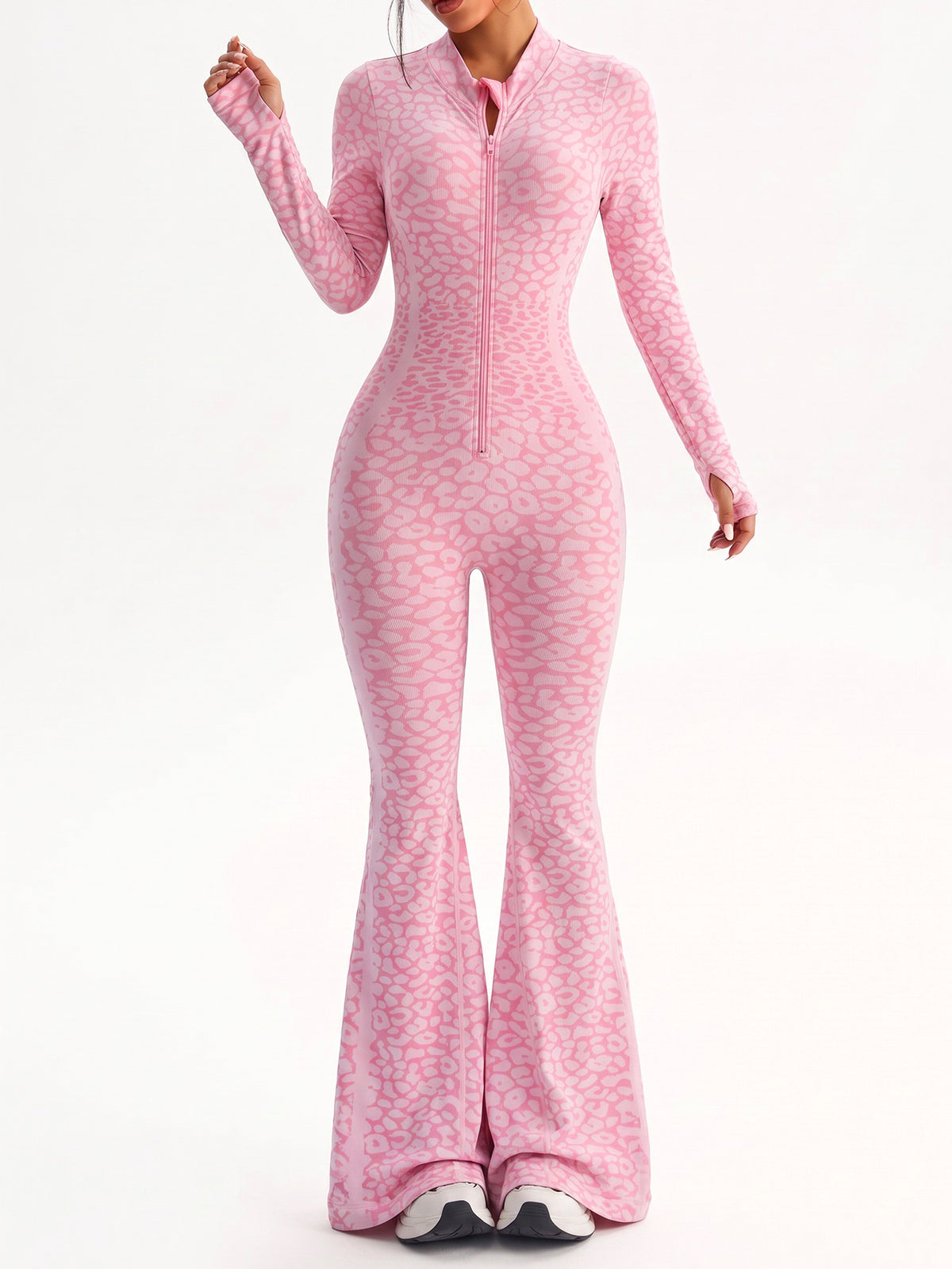 Leopard Print Sculpt Flare Jumpsuit