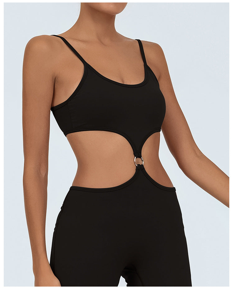 Ring-Cutout Flared Jumpsuit