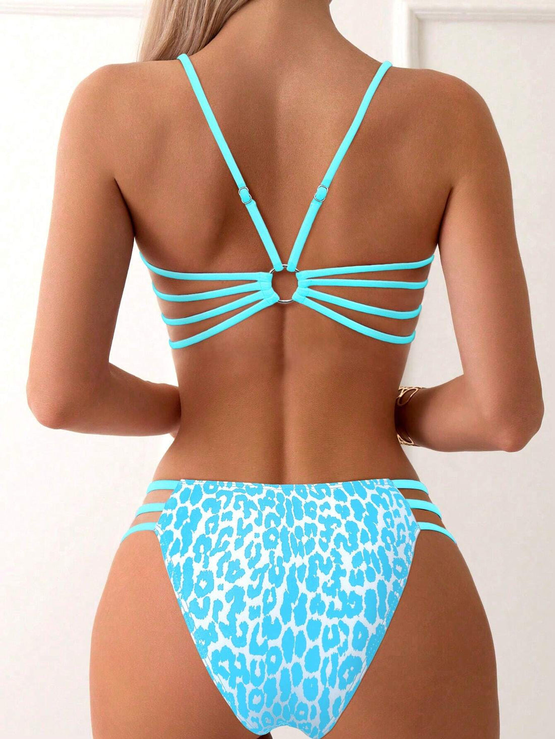 Printed Strappy-Back Scoop Bikini Set