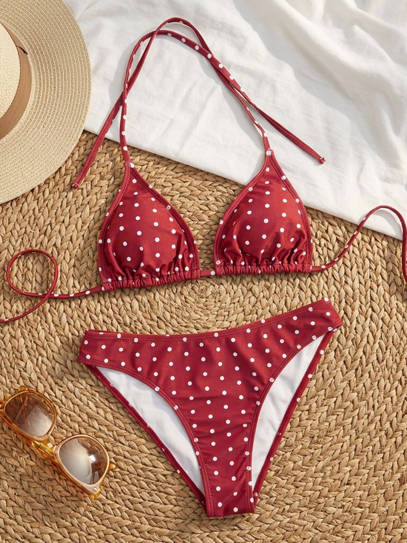 Lila Zen Polka Dot Triangle Bikini Set