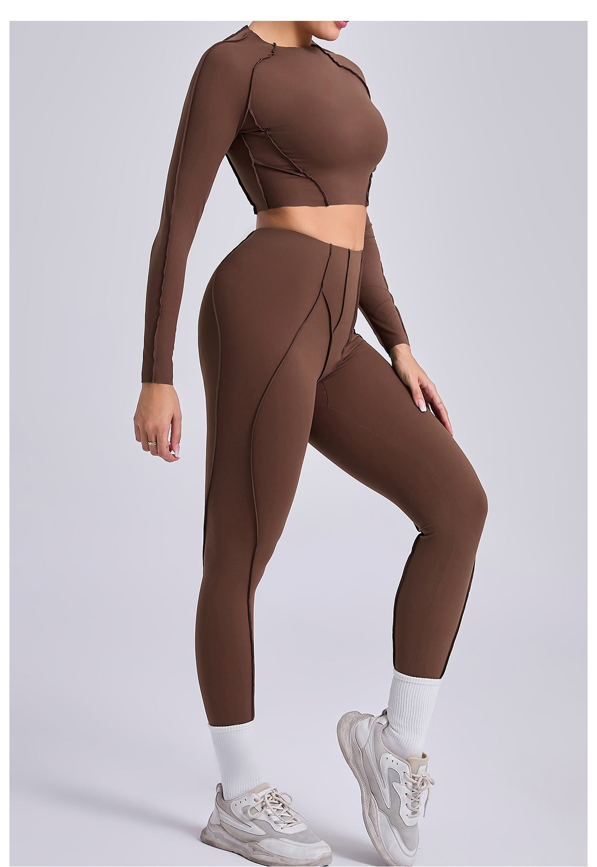 Lila Zen Sculpt Seam Long Sleeve Crop Top & Leggings Set