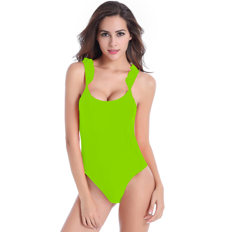 Ruffle Strap Open Back One-Piece Swimsuit