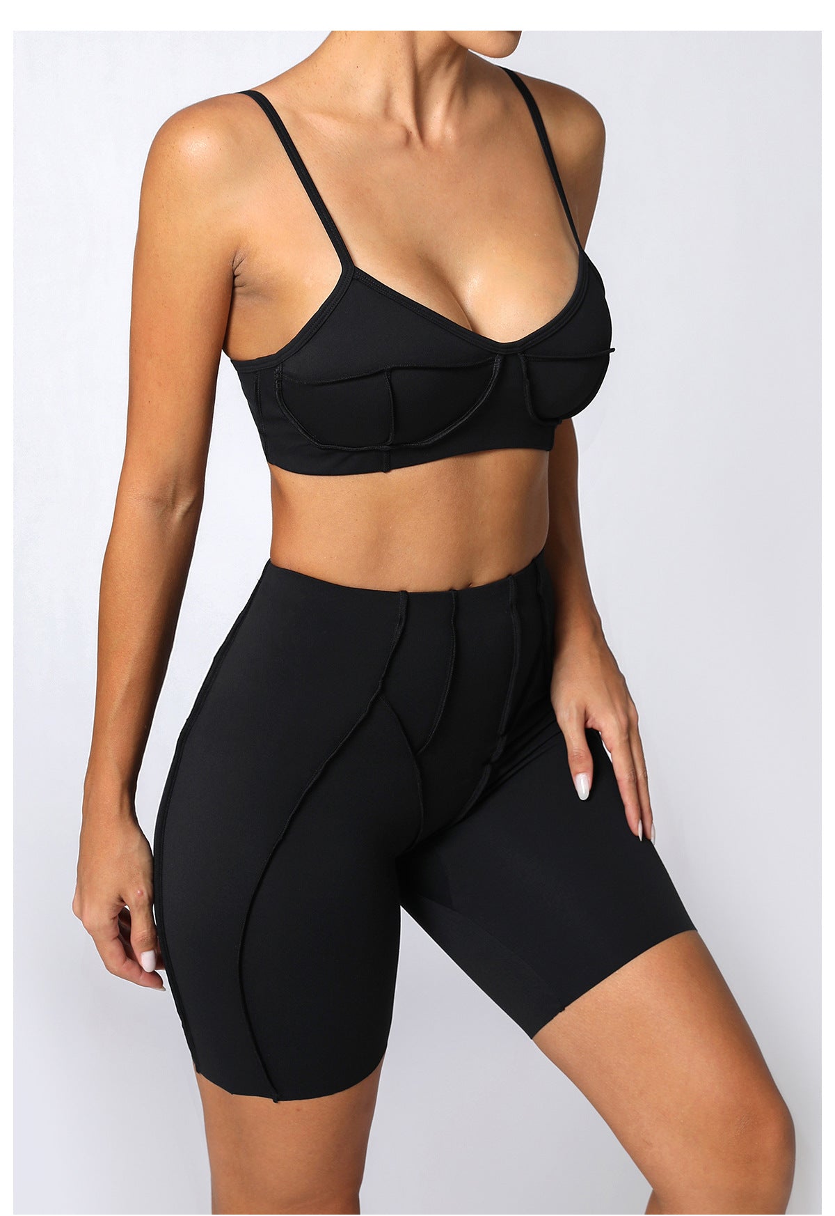 Lila Zen Sculpt Seam Padded Sports Bra & Biker Shorts Set