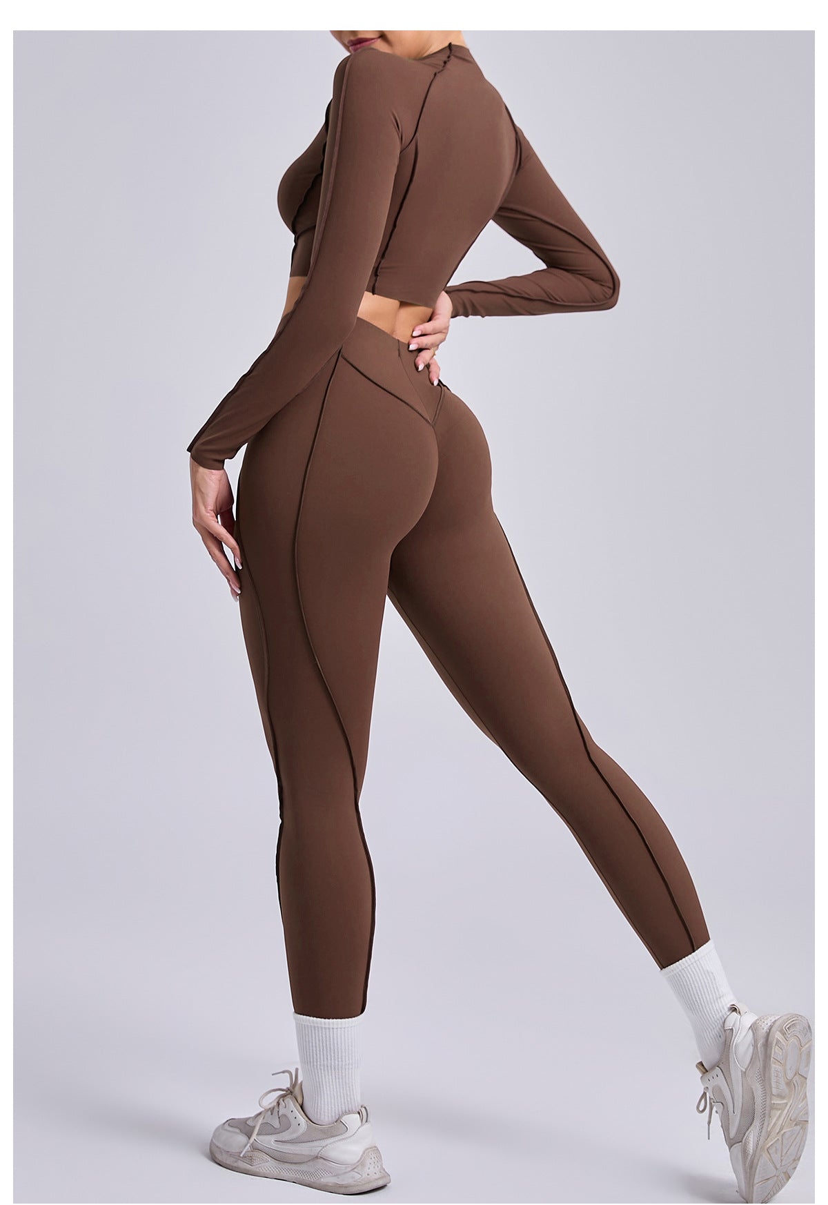 Lila Zen Sculpt Seam Long Sleeve Crop Top & Leggings Set