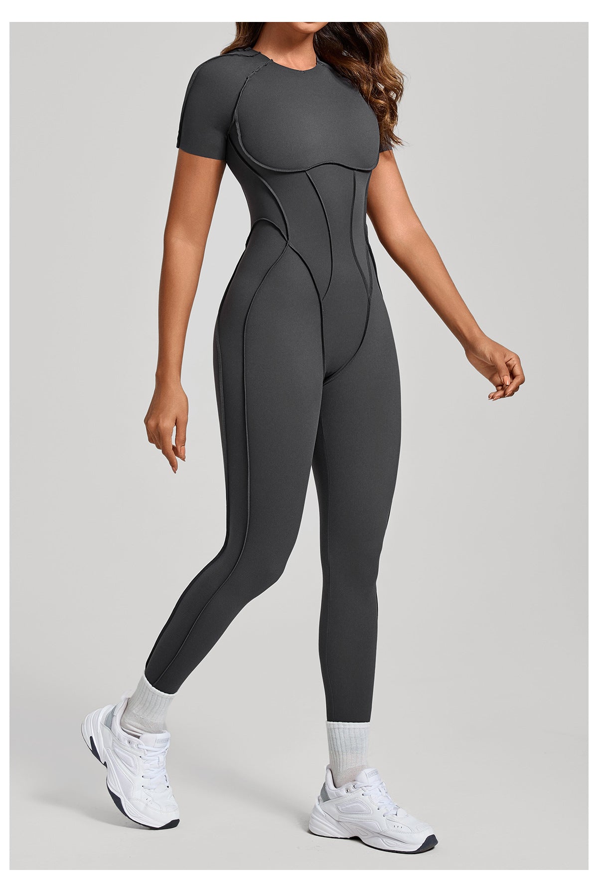 Sculpt Seam Open Back Padded Jumpsuit