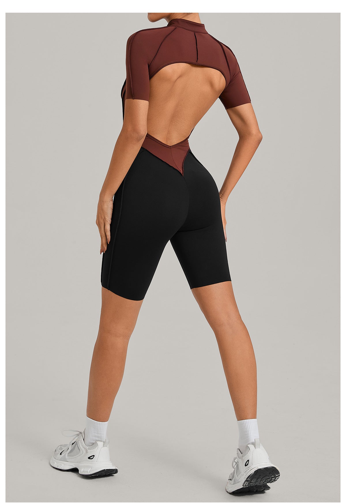 Lila Zen Half-Zip Open-Back Sculpt Romper