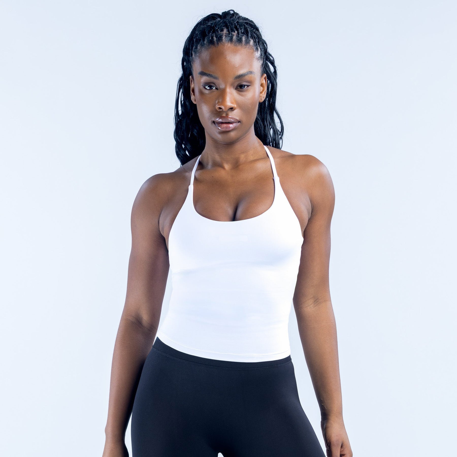 Lila Zen Halter Open-Back Sculpting Yoga Tank Top
