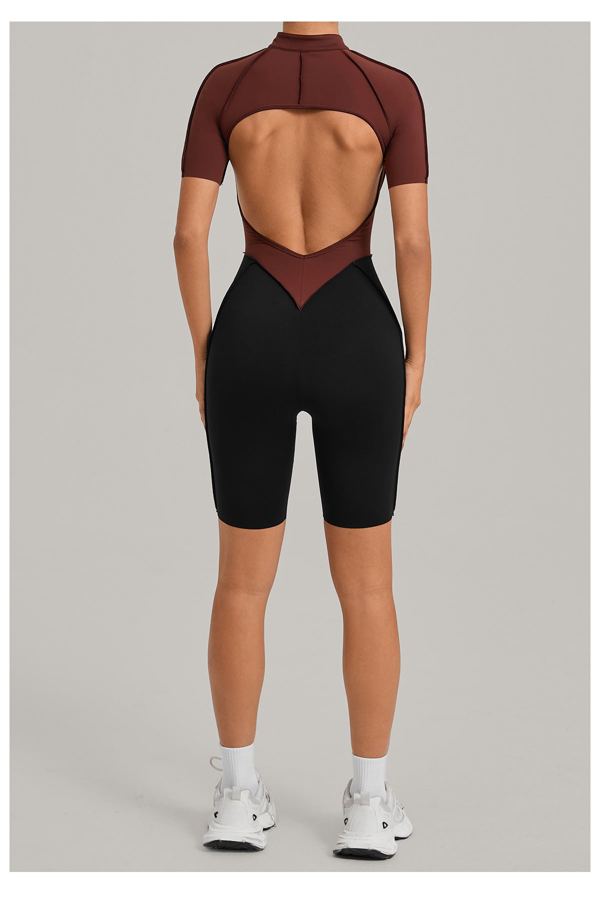 Lila Zen Half-Zip Open-Back Sculpt Romper