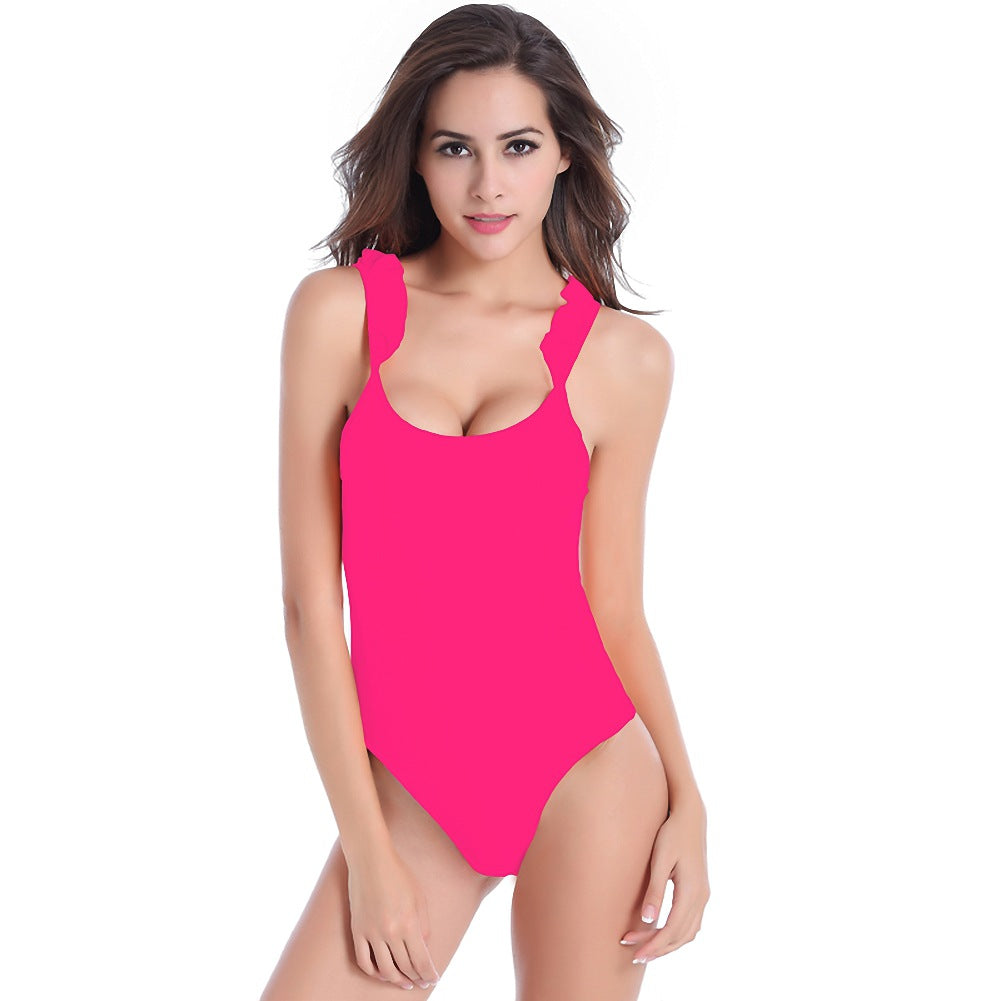 Ruffle Strap Open Back One-Piece Swimsuit