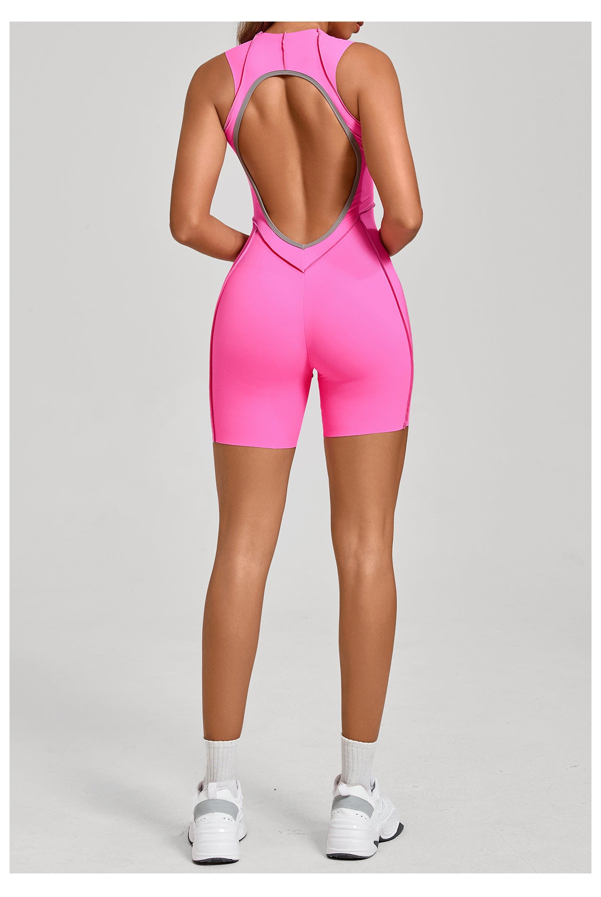 Lila Zen Contrast Seam Open-Back Sculpt Romper