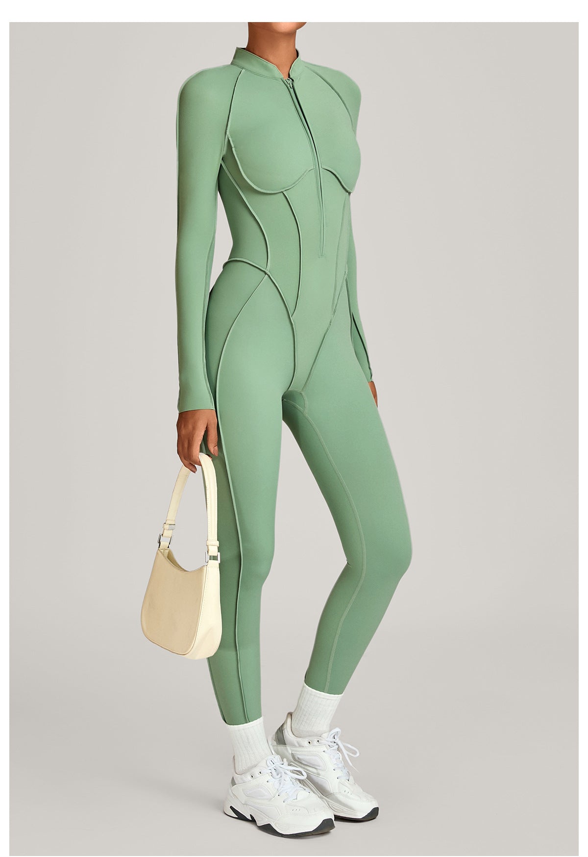 Lila Zen Half-Zip Contour Sculpt Long Sleeve Yoga Jumpsuit