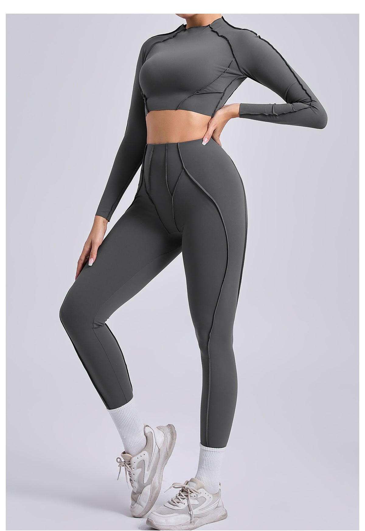 Lila Zen Sculpt Seam Long Sleeve Crop Top & Leggings Set