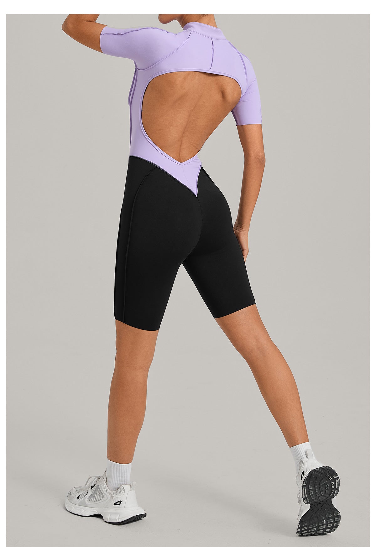 Lila Zen Half-Zip Open-Back Sculpt Romper