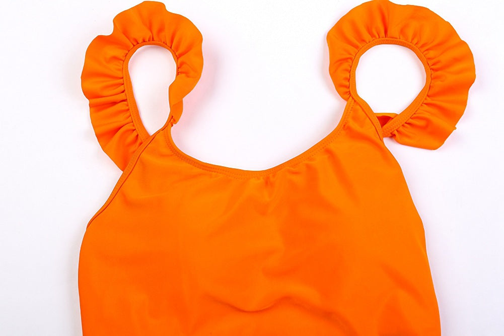 Ruffle Strap Open Back One-Piece Swimsuit