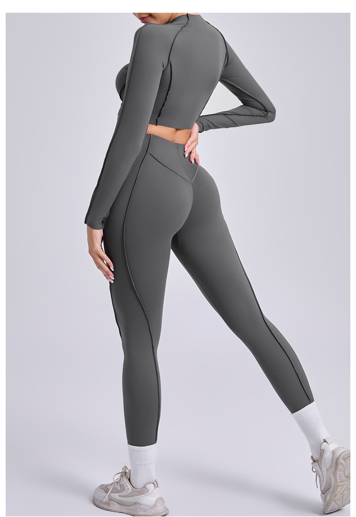 Lila Zen Sculpt Seam Long Sleeve Crop Top & Leggings Set
