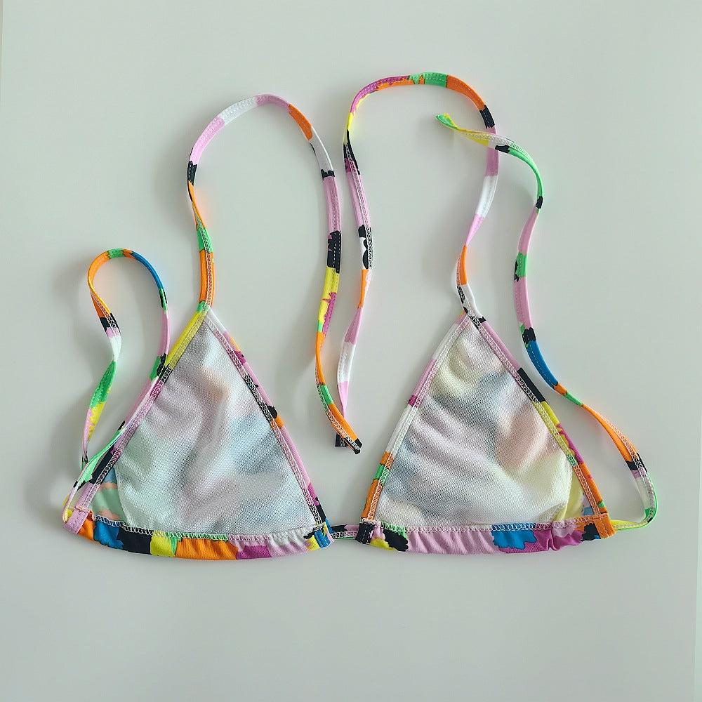 Multi-Print Sliding Triangle Tie-Side Bikini Set
