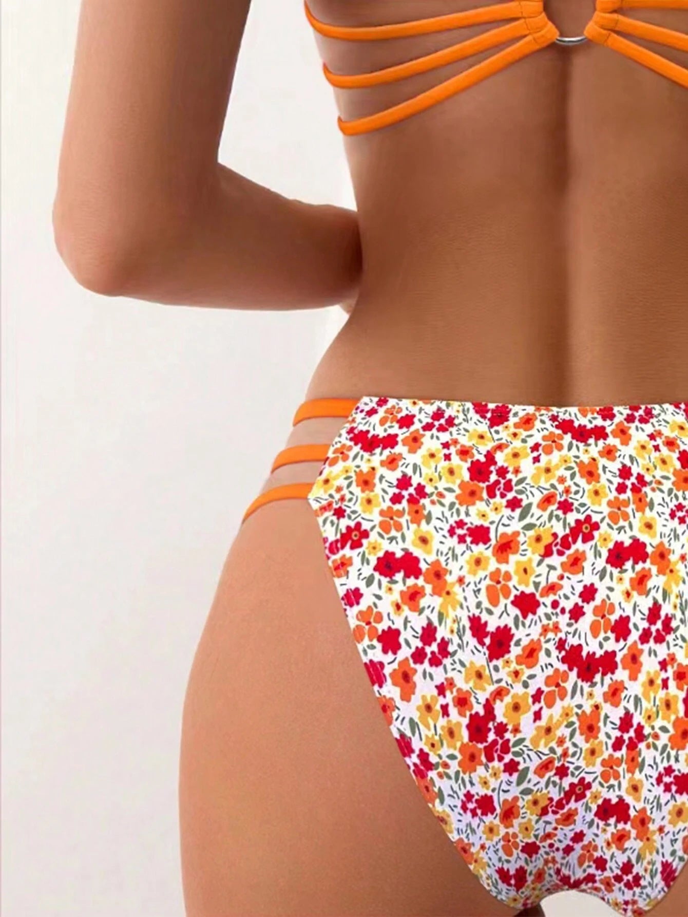 Printed Strappy-Back Scoop Bikini Set