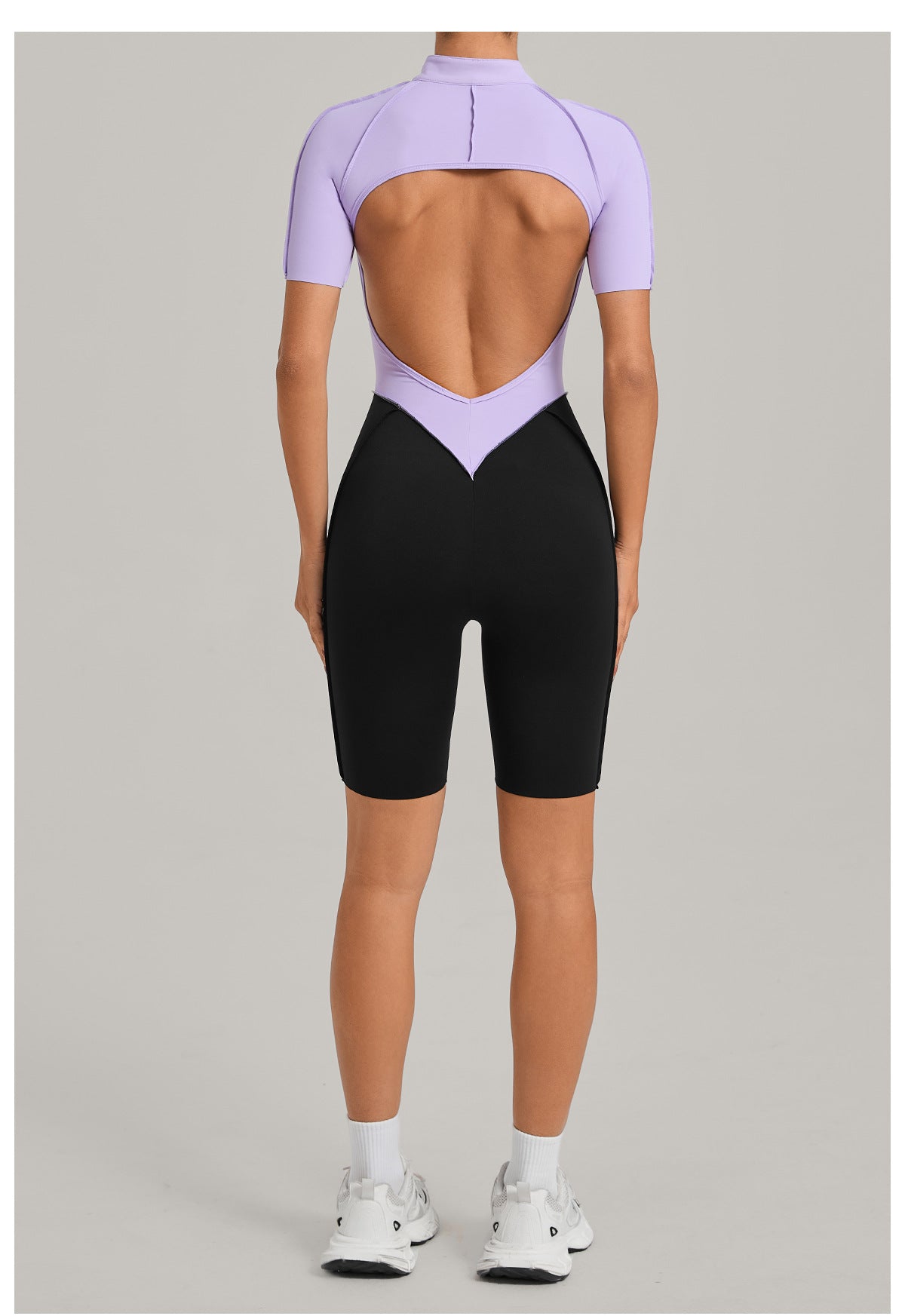 Lila Zen Half-Zip Open-Back Sculpt Romper