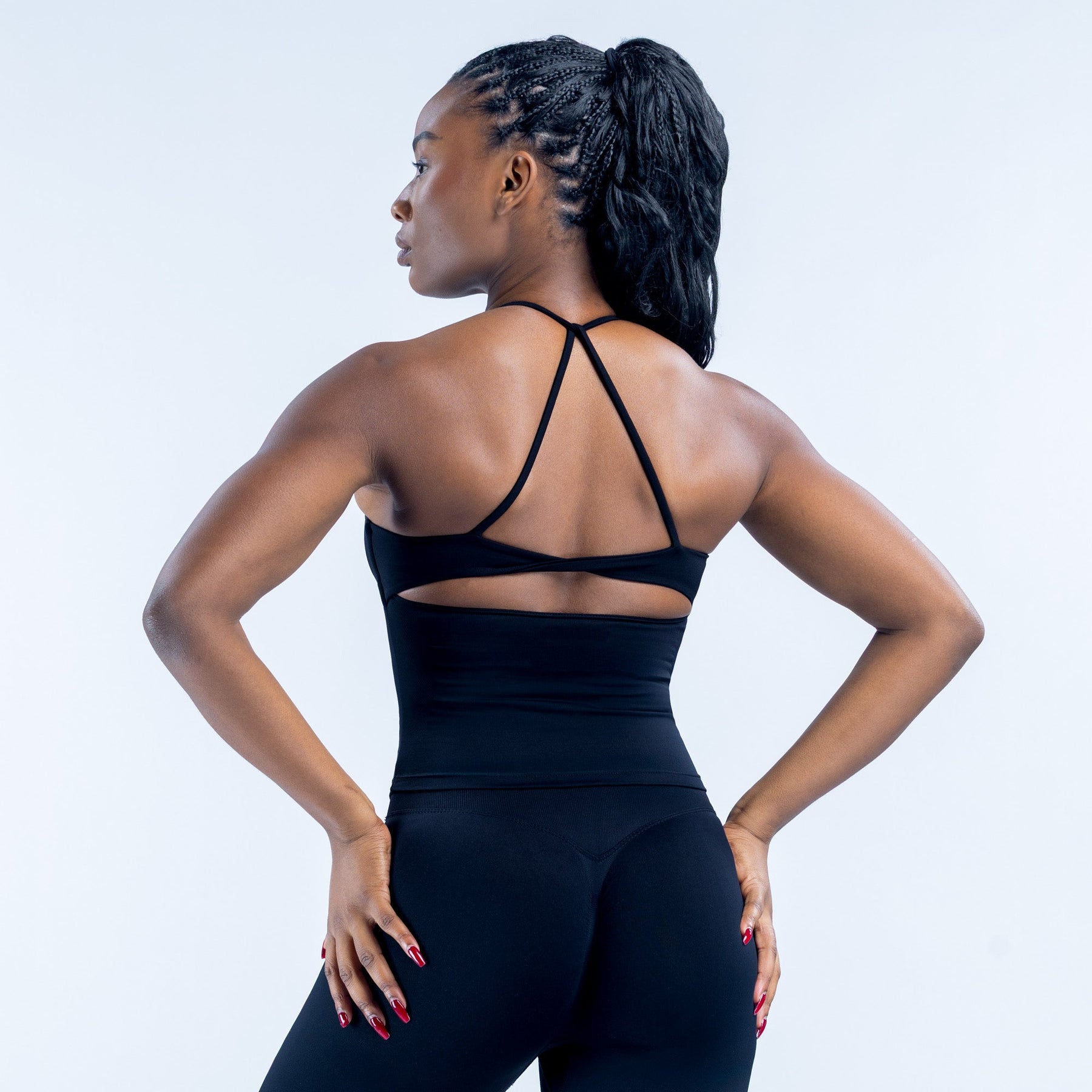 Lila Zen Halter Open-Back Sculpting Yoga Tank Top