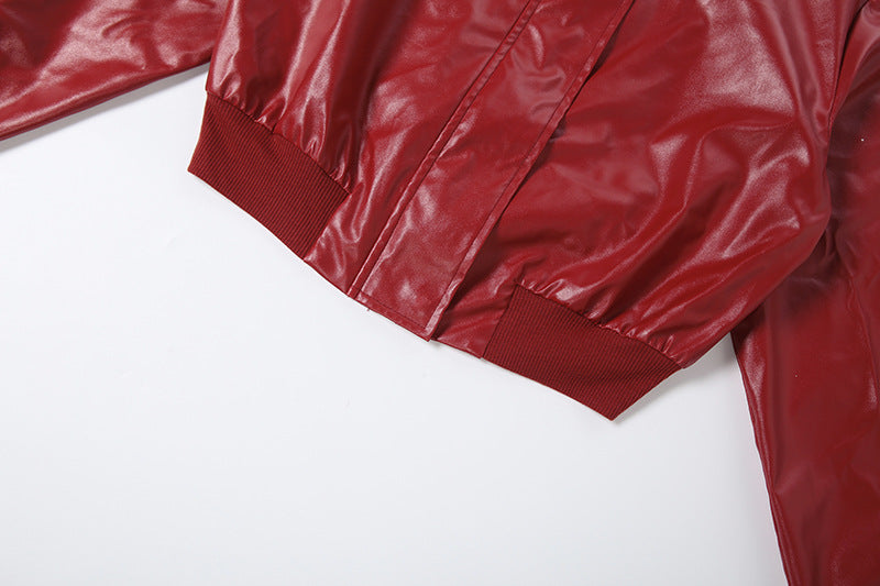 Faux Leather Zip Bomber & Bermuda Shorts Set