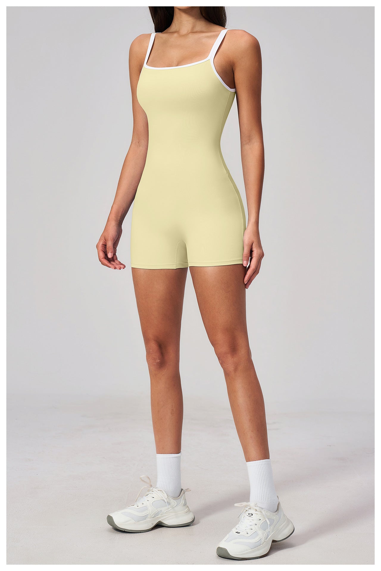 Lila Zen Contrast Trim Open-Back Sculpt Romper