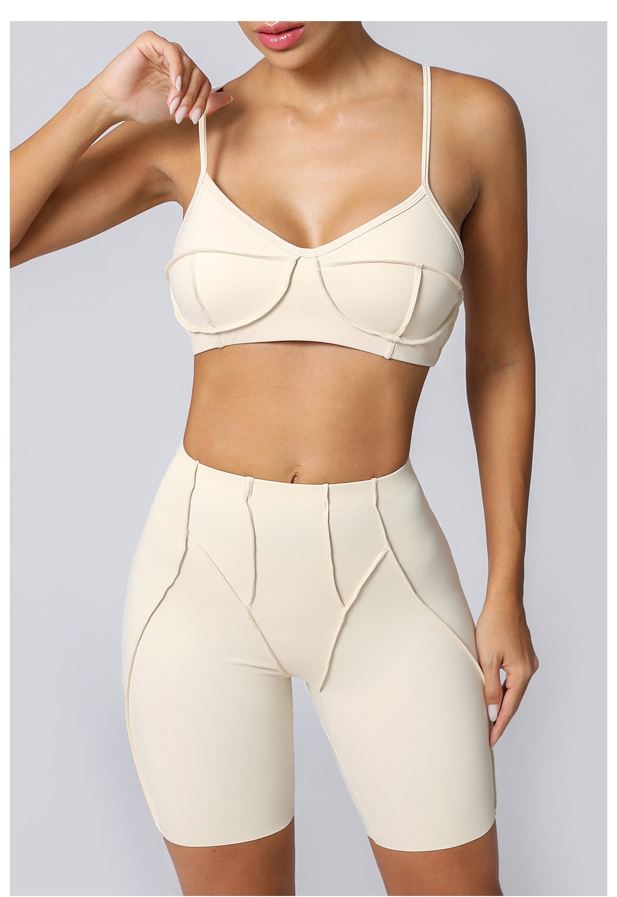 Lila Zen Sculpt Seam Padded Sports Bra & Biker Shorts Set