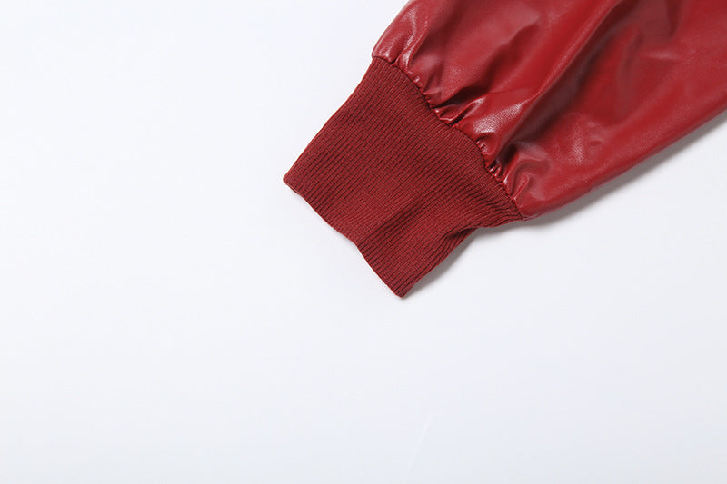 Faux Leather Zip Bomber & Bermuda Shorts Set