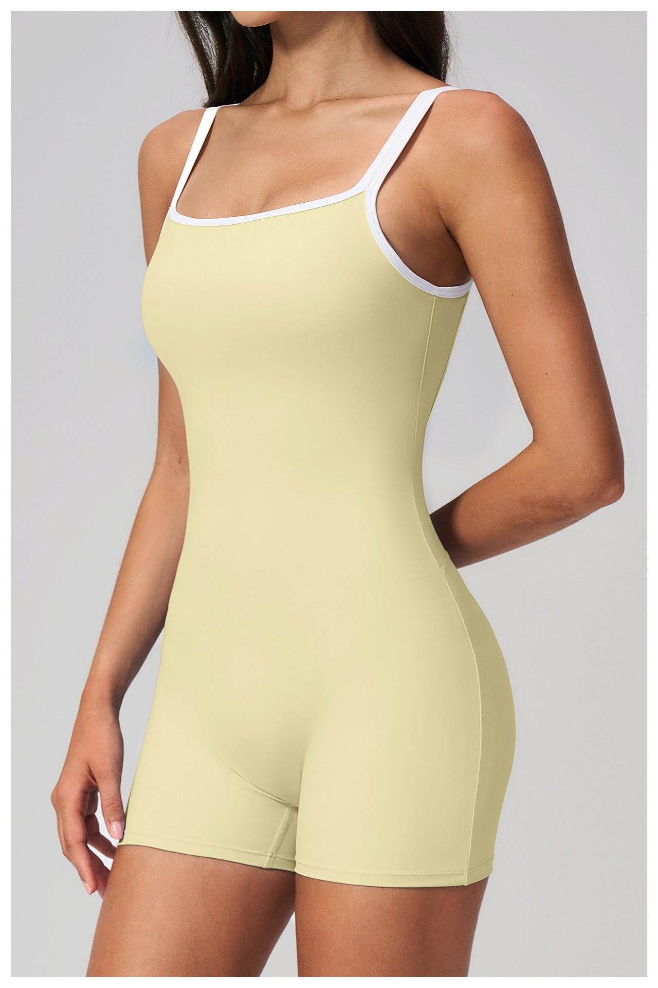 Lila Zen Contrast Trim Open-Back Sculpt Romper