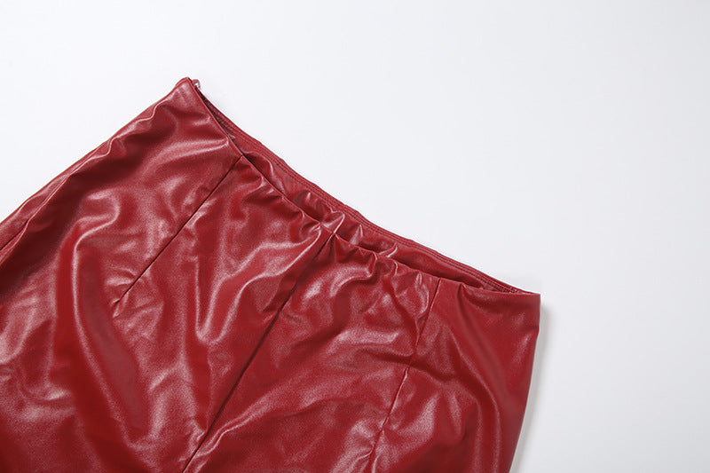 Faux Leather Zip Bomber & Bermuda Shorts Set