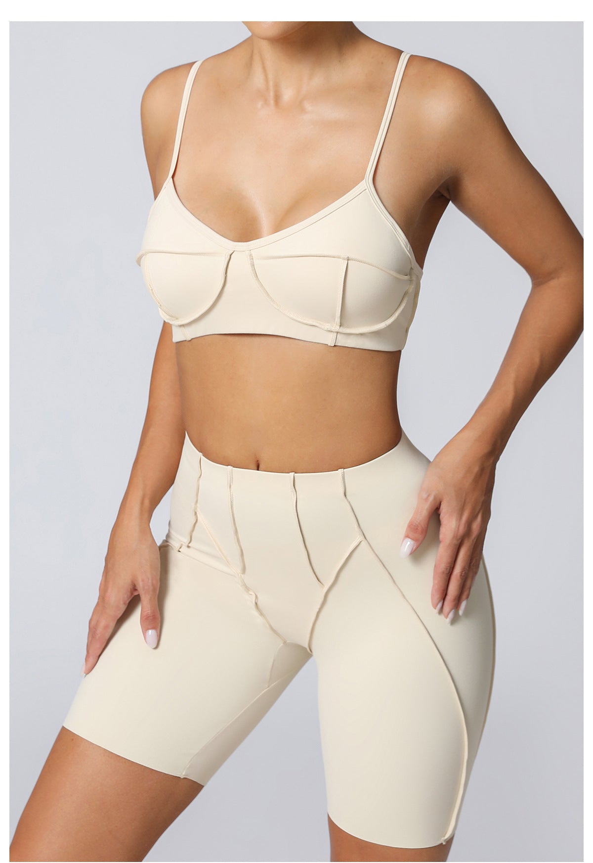 Lila Zen Sculpt Seam Padded Sports Bra & Biker Shorts Set