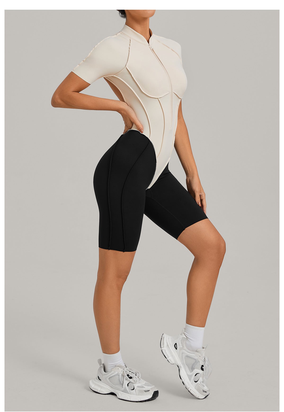 Lila Zen Half-Zip Open-Back Sculpt Romper