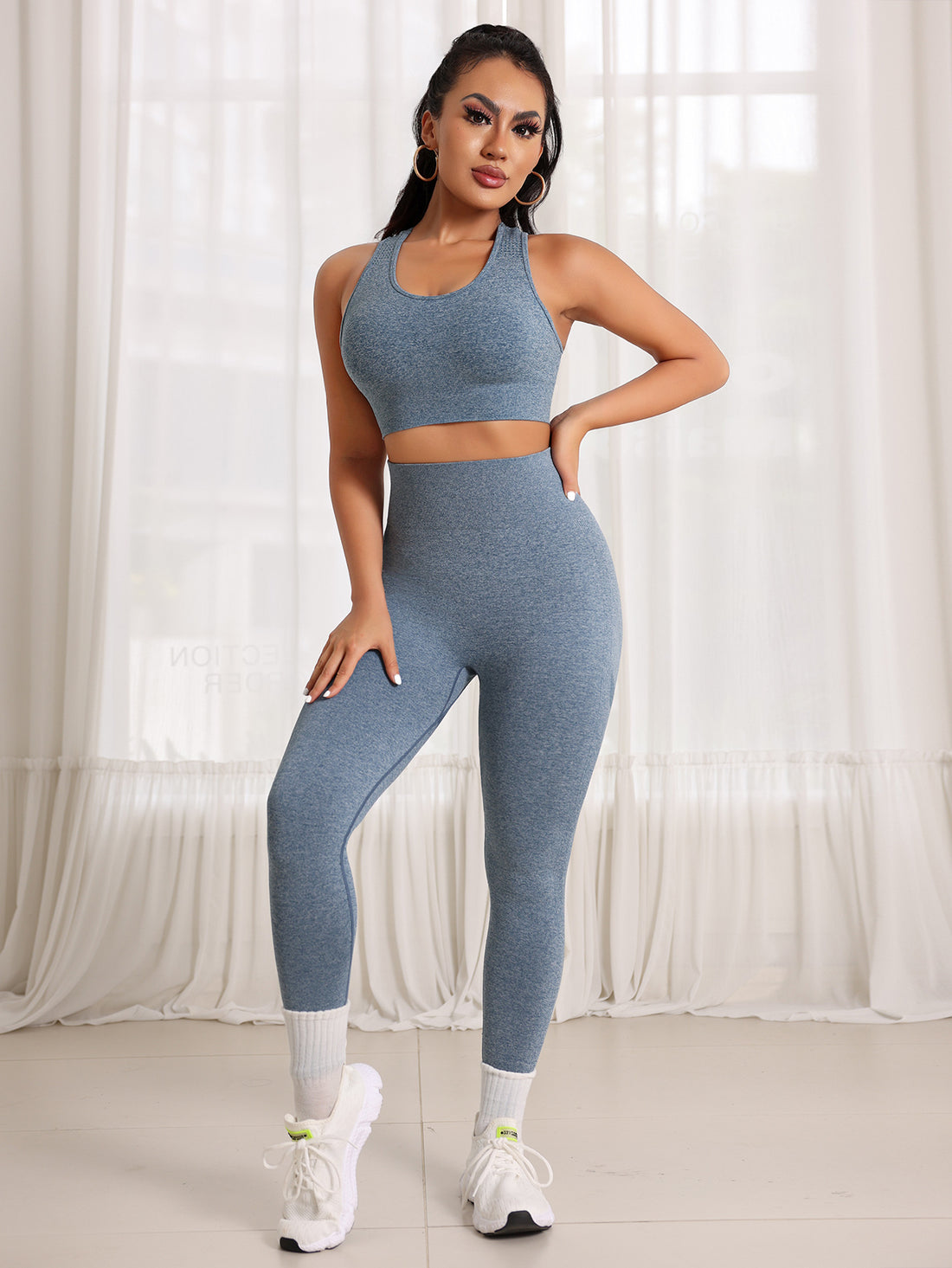 Lila Zen Seamless Sculpt Racerback Sports Bra & High-Waisted Leggings Set