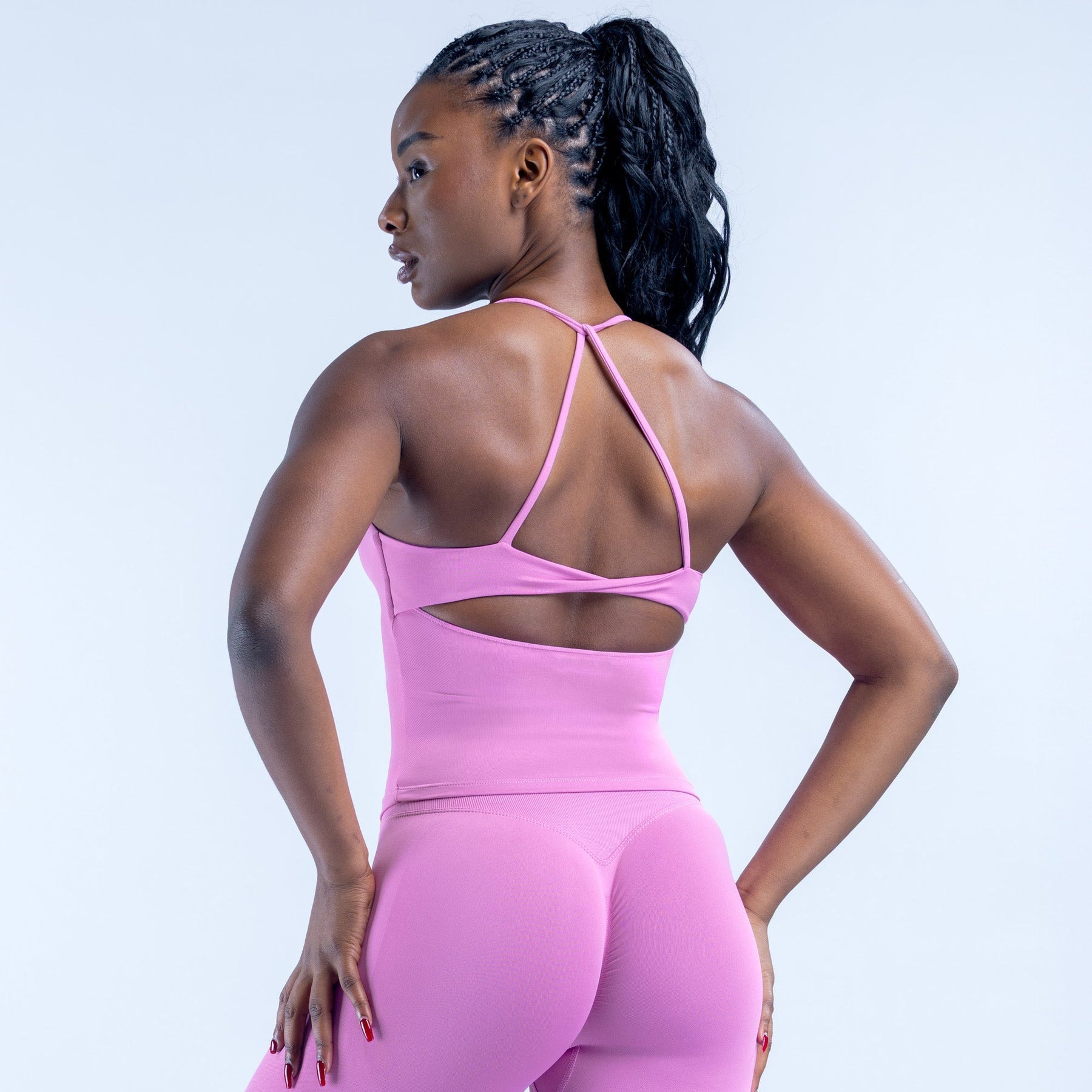 Lila Zen Halter Open-Back Sculpting Yoga Tank Top
