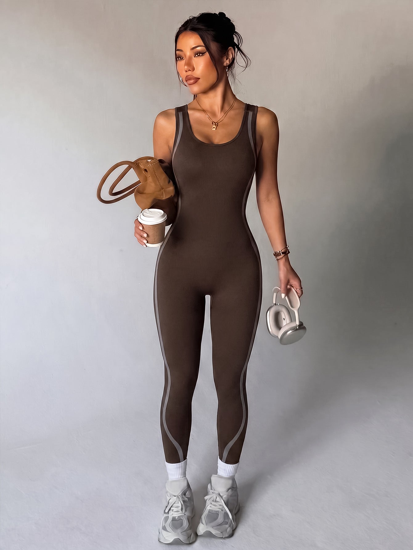 Lila Zen Open-Back Sculpt Yoga Jumpsuit
