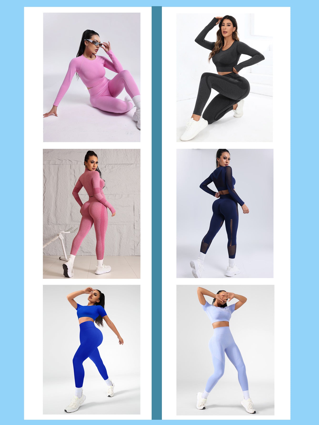 Lila Zen Seamless Gradient Contour Short Sleeve Crop Top & High-Waisted Leggings Set