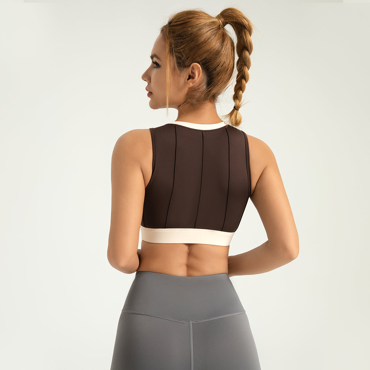 Lila Zen Vertical striped color-block yoga bra