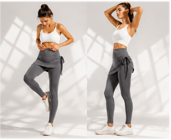 Lila Zen Women's Irregular Drawstring Pleated Yoga Skirt Pants
