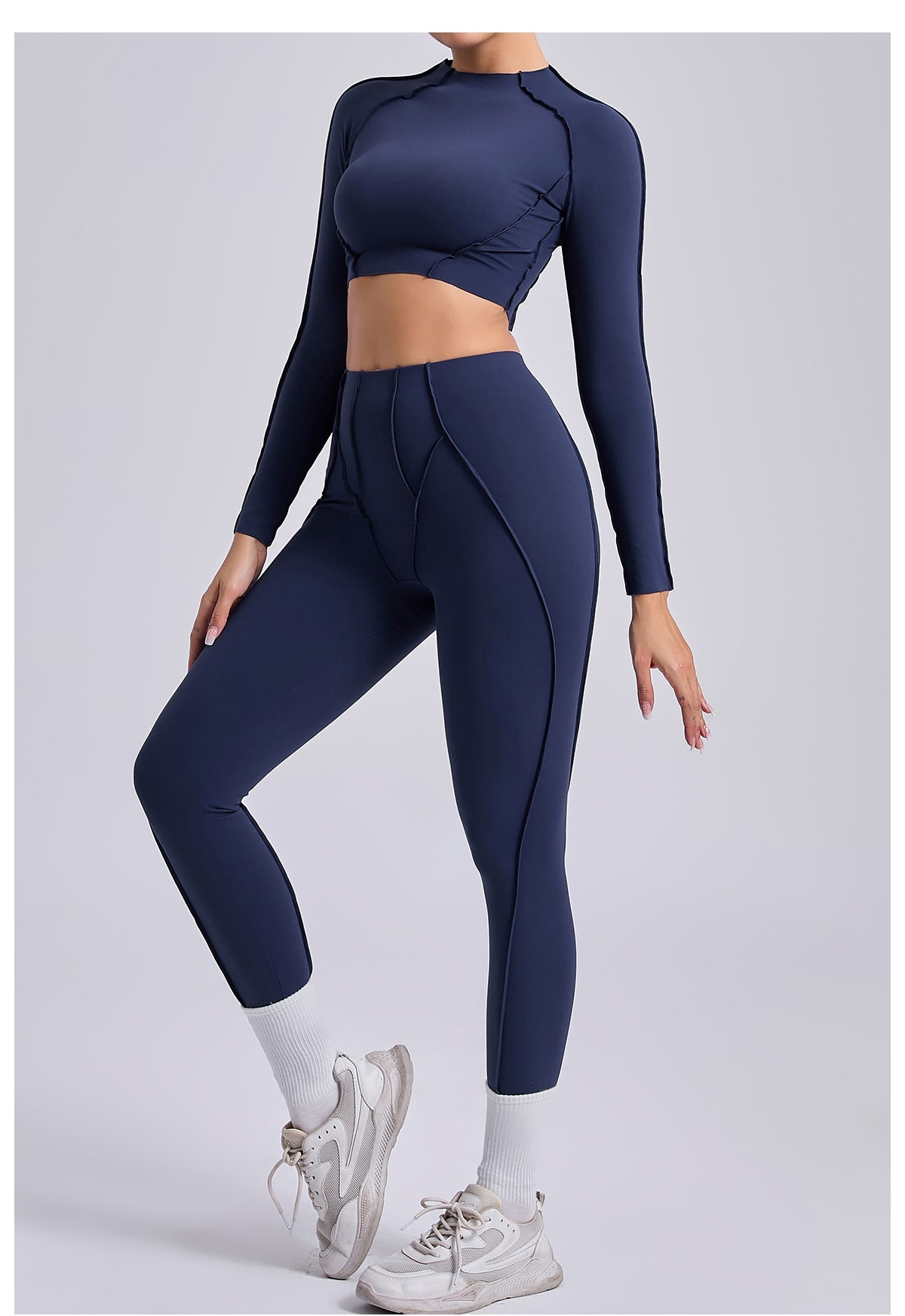Lila Zen Sculpt Seam Long Sleeve Crop Top & Leggings Set