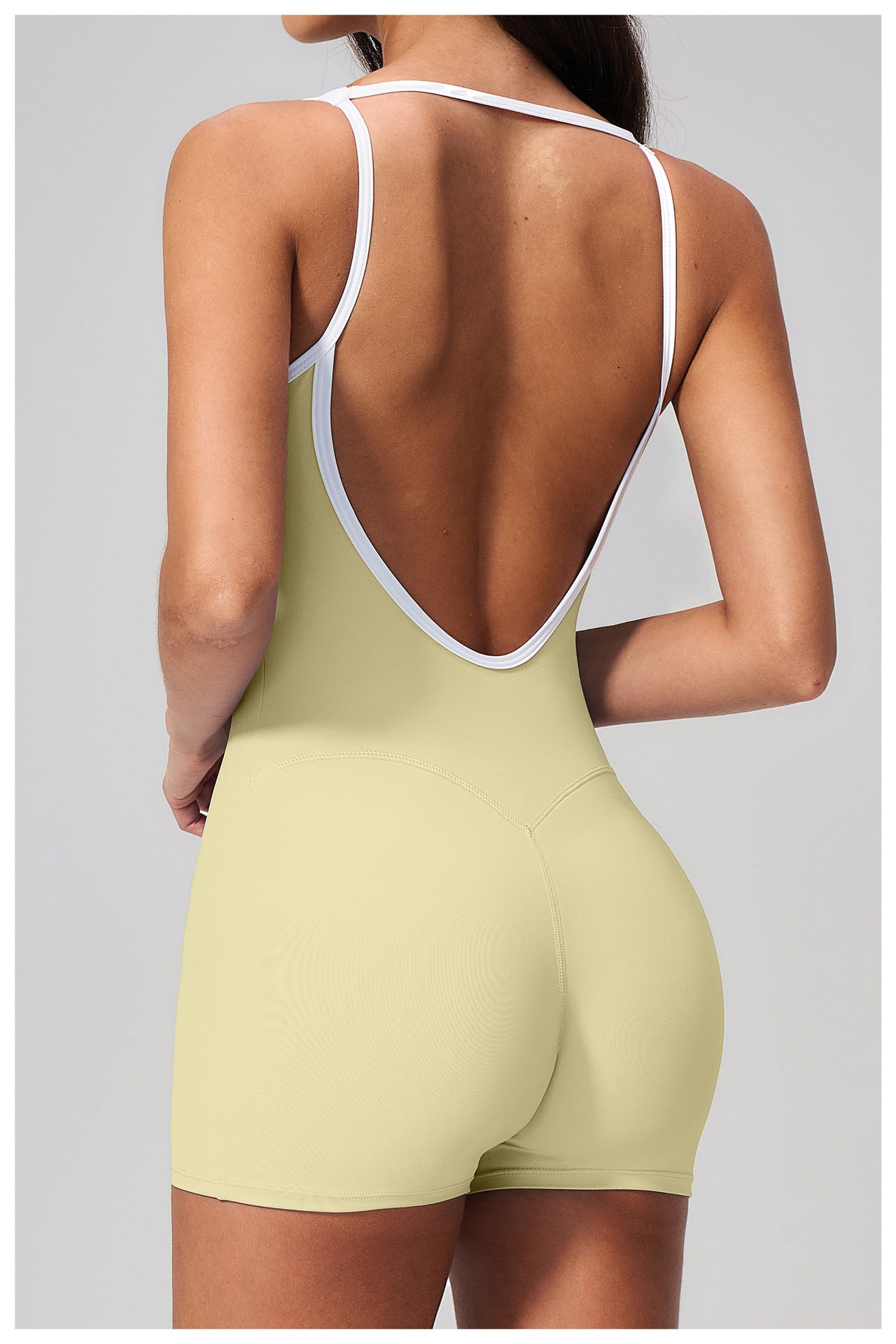 Lila Zen Contrast Trim Open-Back Sculpt Romper