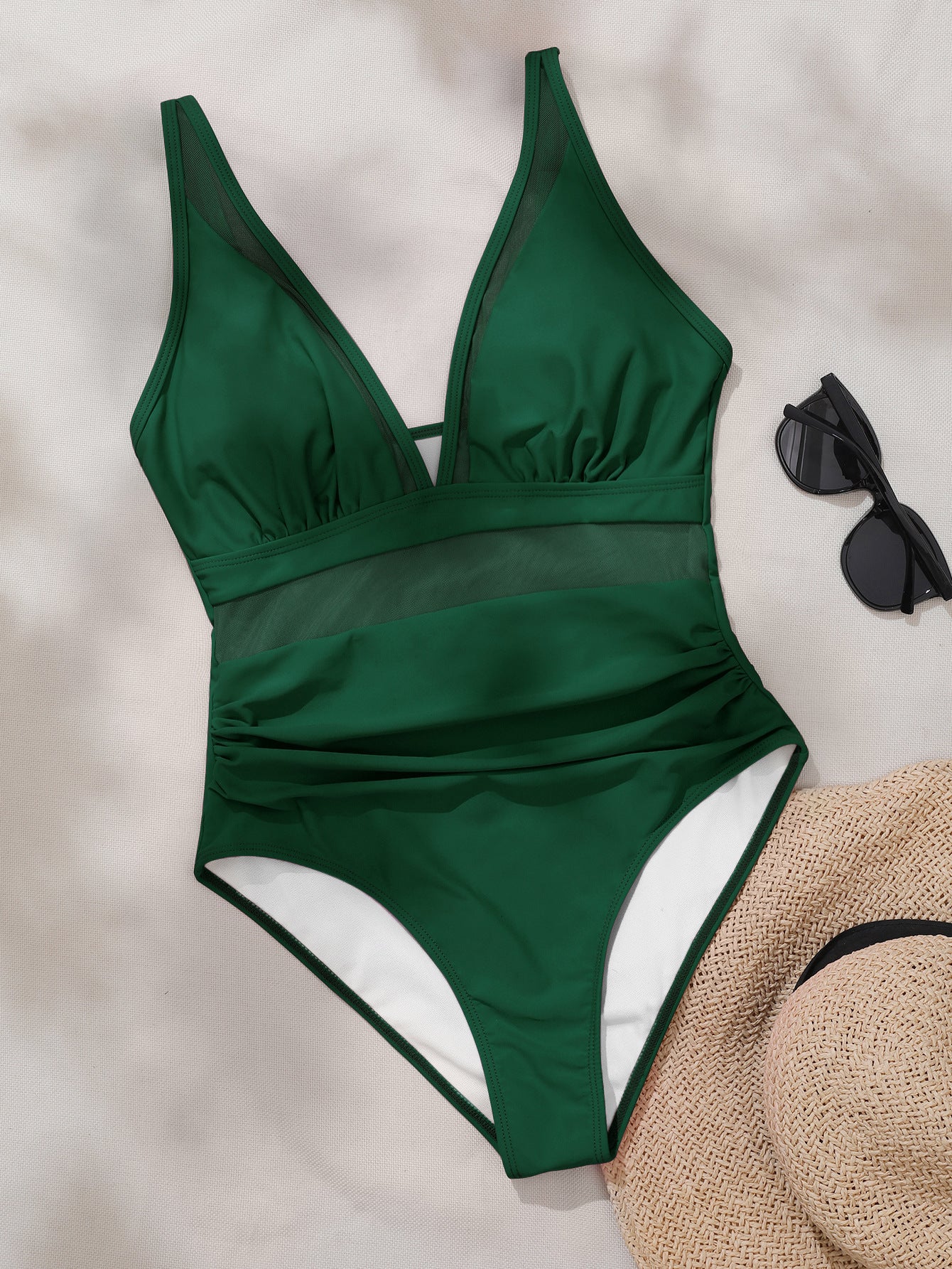 Lila Zen Plunge Mesh Tummy Control One-Piece Swimsuit