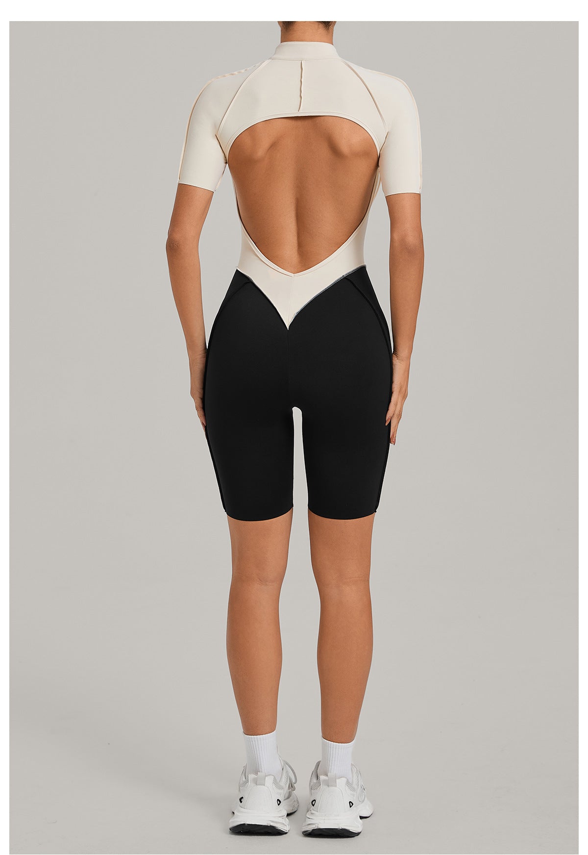 Lila Zen Half-Zip Open-Back Sculpt Romper