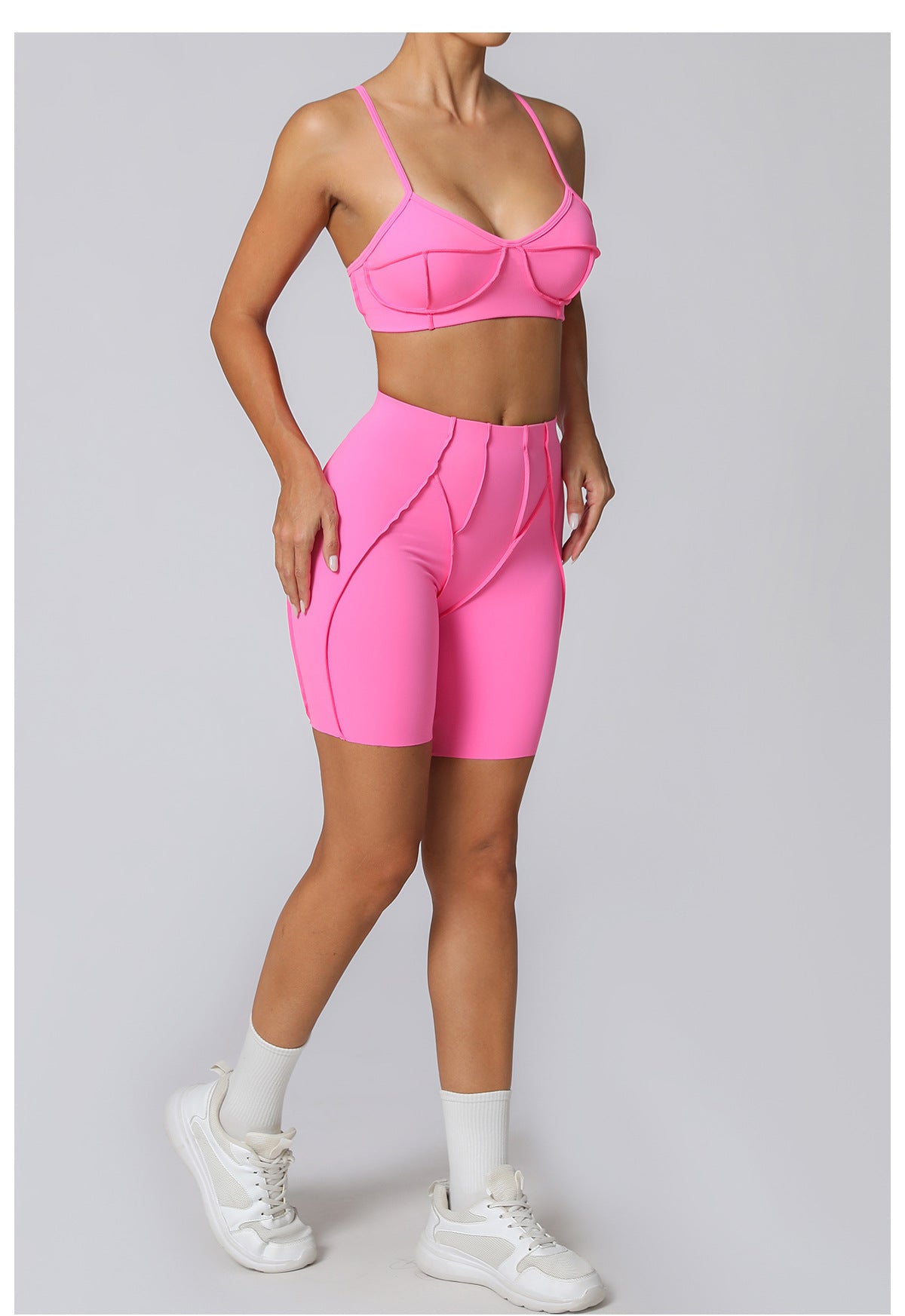 Lila Zen Sculpt Seam Padded Sports Bra & Biker Shorts Set