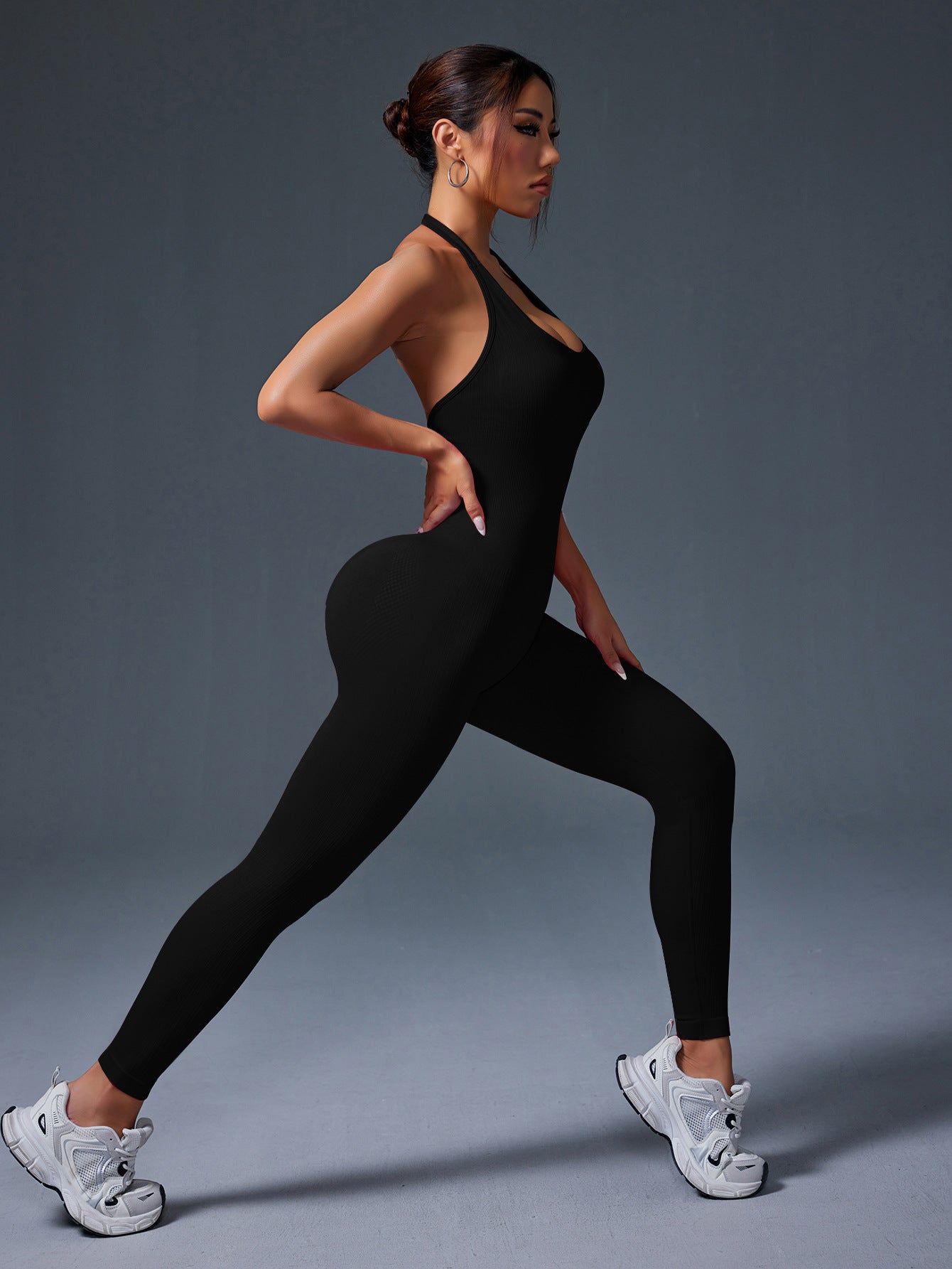 Lila Zen Halter Open-Back Seamless Sculpt Yoga Jumpsuit